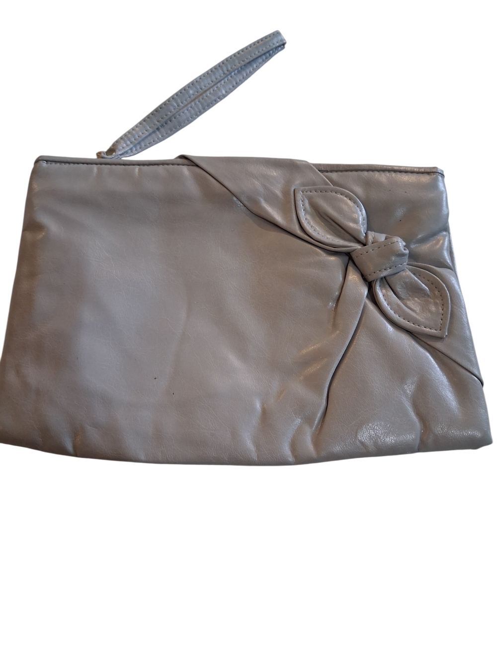 Wristlet Clutch with Bow Detail - Light Gray